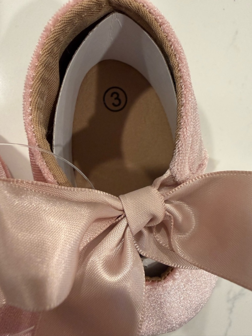 Baby Girls Pink Velvet Ribbon Mary Janes - Picture 3 of 4